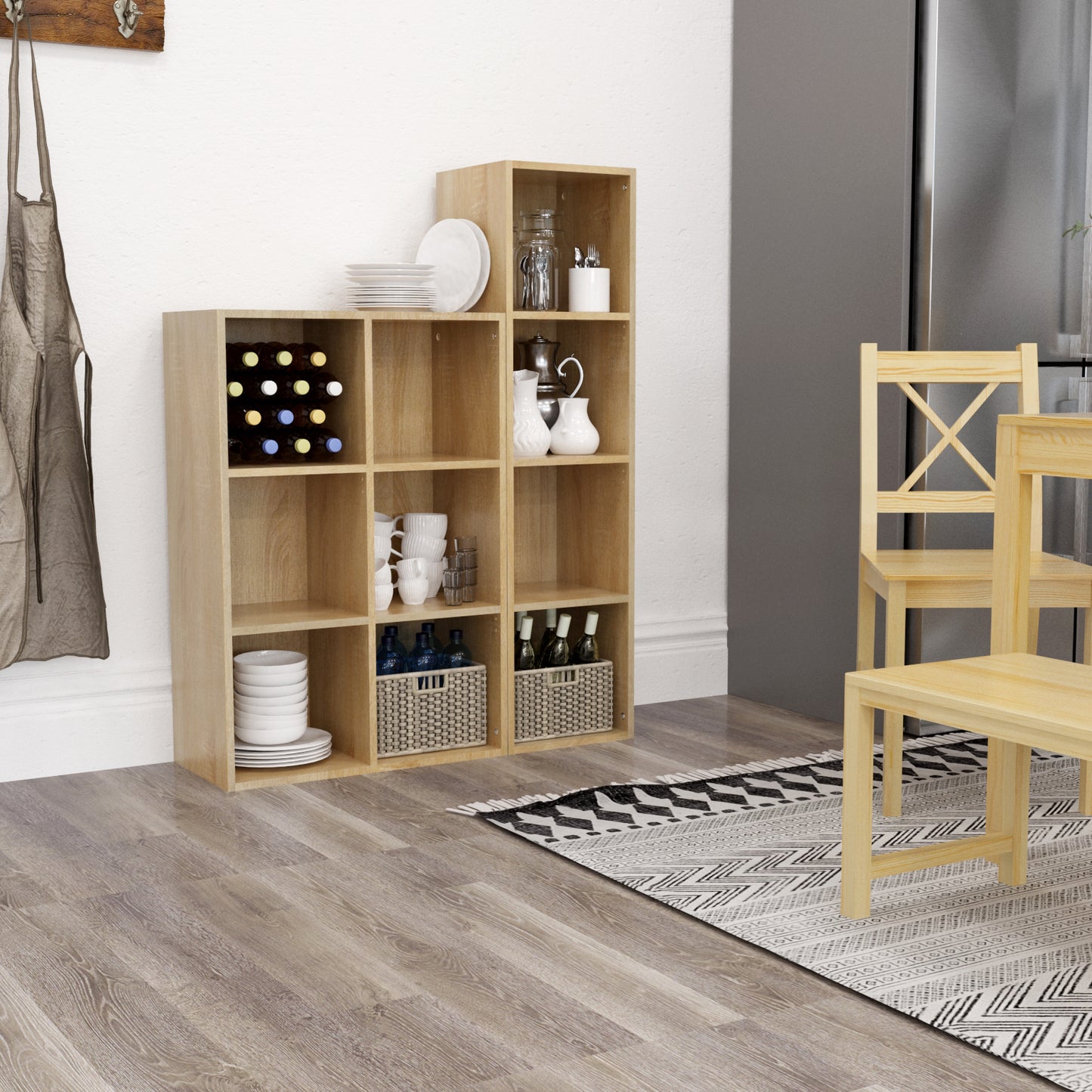 Modern Bookcase, 6 Opening Storage Cubes