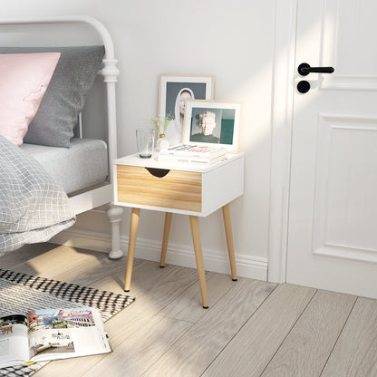 Modern Storage Cabinet, White and Oak Color Matching, Single Drawer