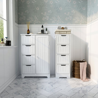 Simple Bathroom Cabinet, White Color, Single Door and 4 Drawers