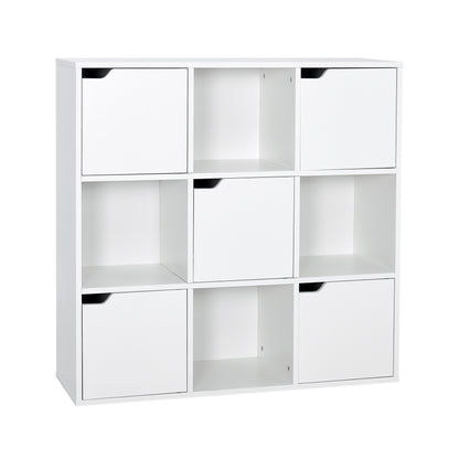 Modern Bookcase, 9 Opening Storage Cubes and Doors