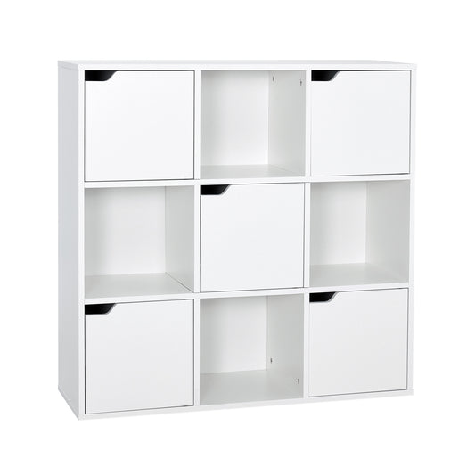 Modern Bookcase, 9 Opening Storage Cubes and Doors