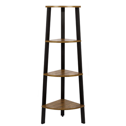 Corner Ladder Shelf, Antique Wood Grain Color, Four-layer Open Design