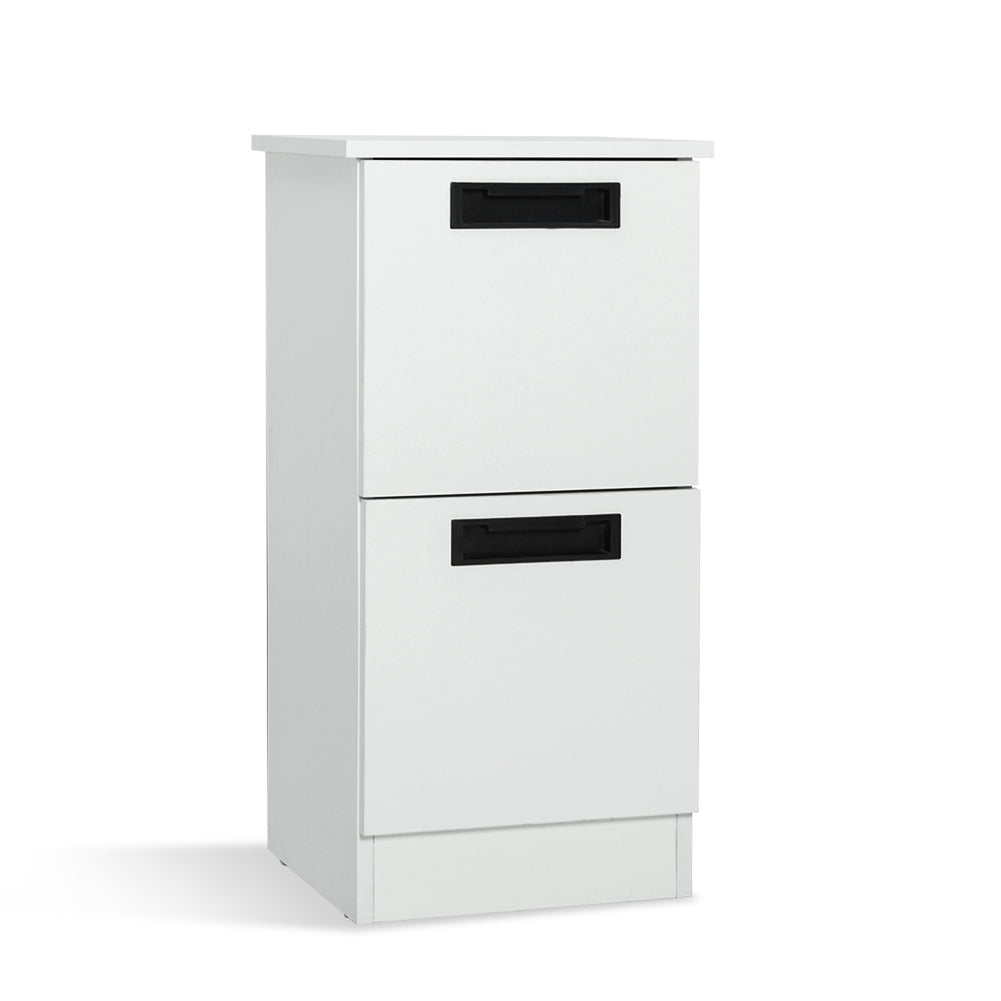 Freestanding Bathroom Cabinet, 2 Drawers and Black Pulls