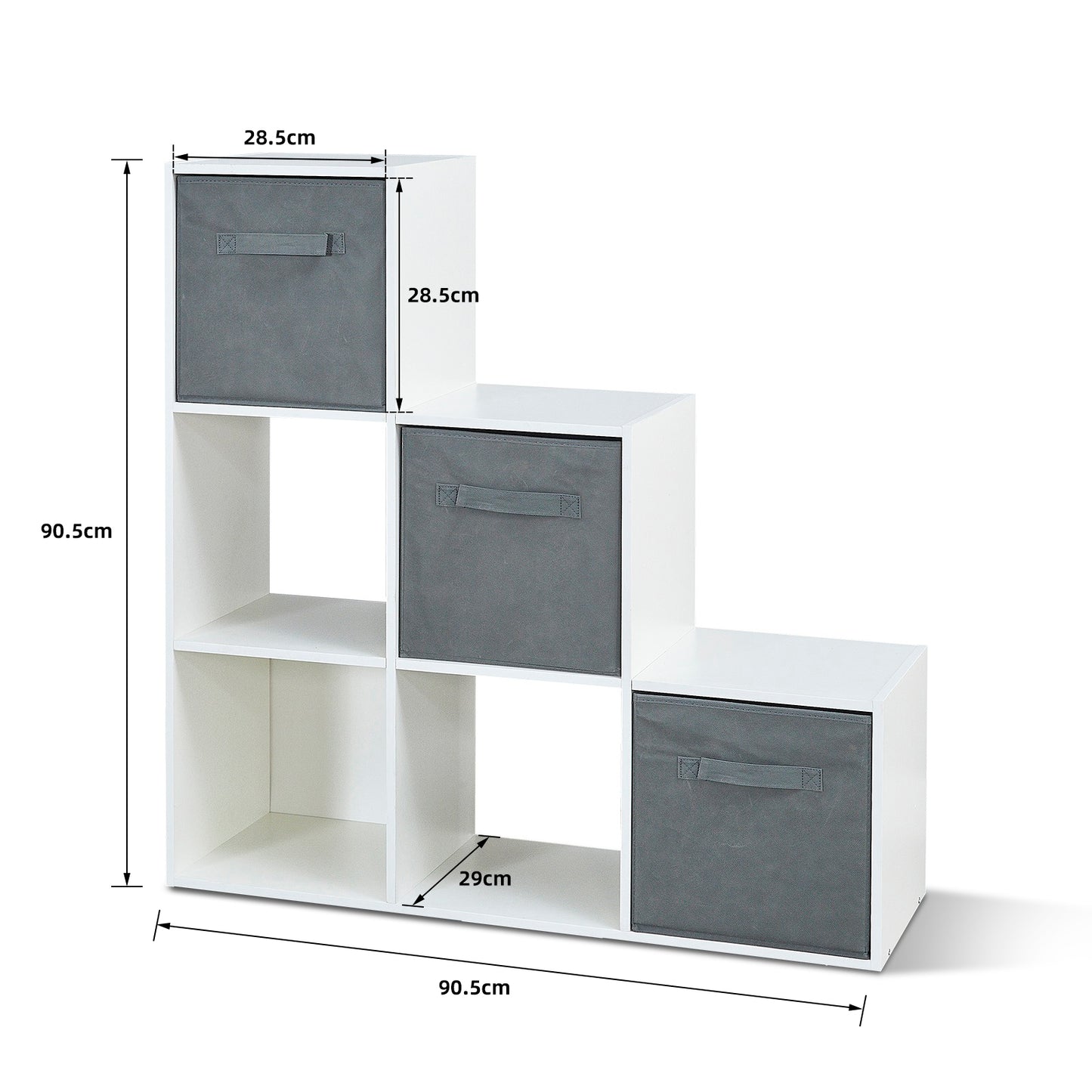 6 Cubes Bookcase, White Color, Trapezoid Storage Unit