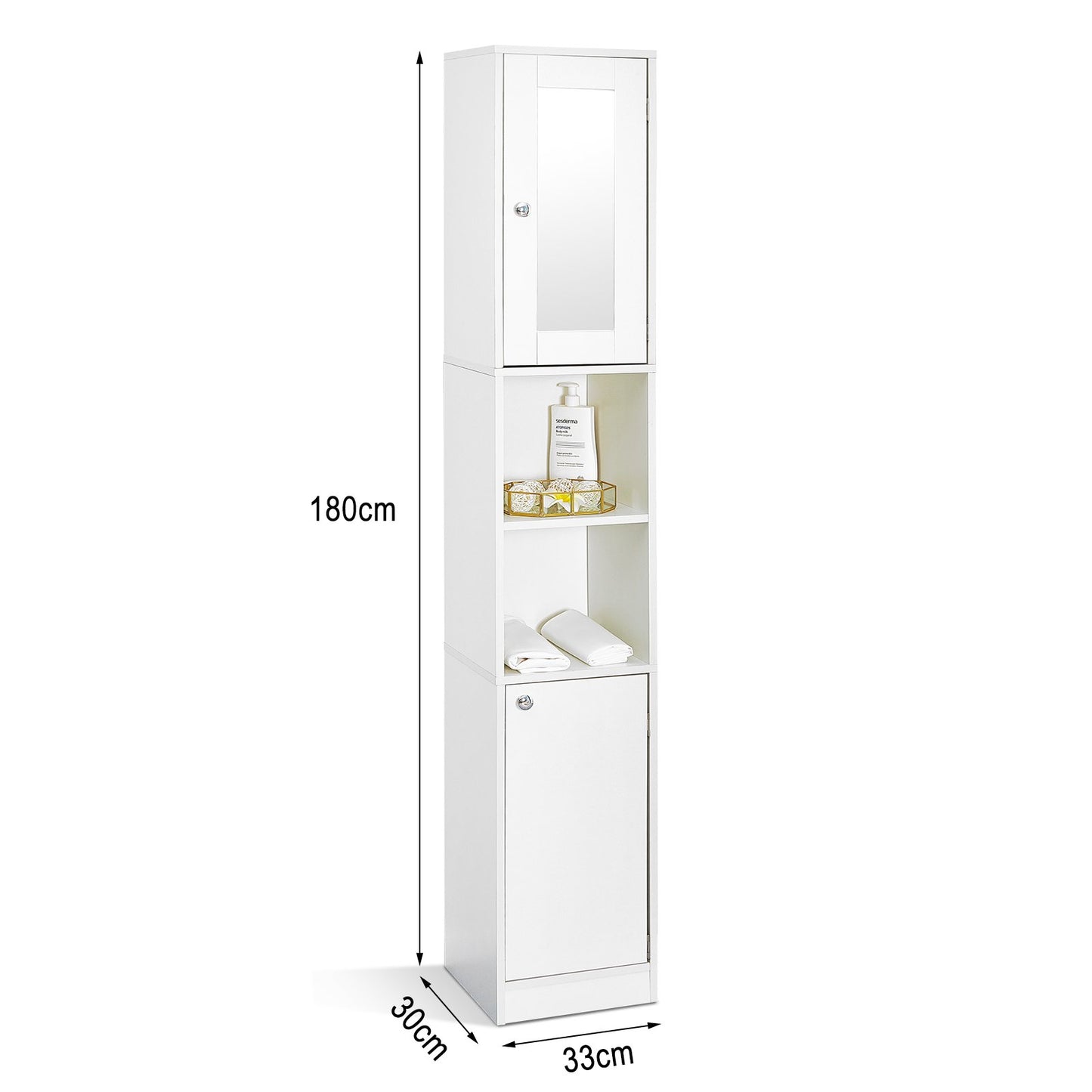 Bathroom Cabinet, Tall and Slim, Providing a Mirror