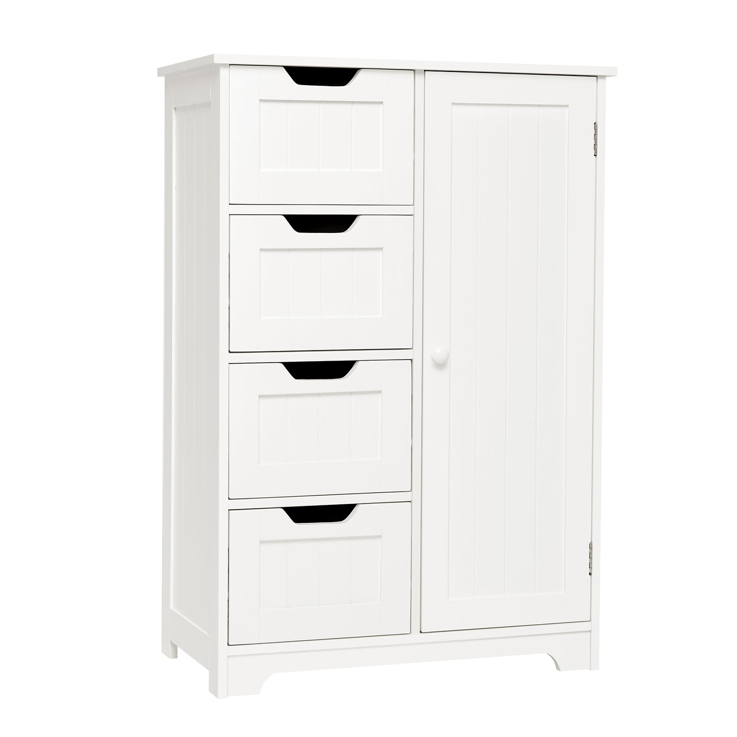 Simple Bathroom Cabinet, White Color, Single Door and 4 Drawers