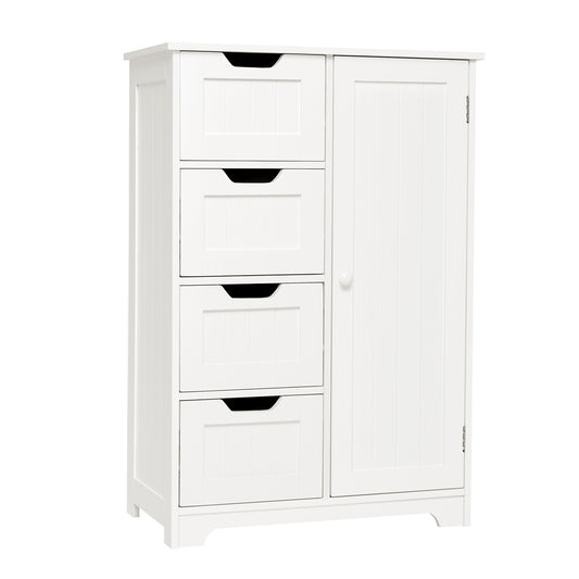 Simple Bathroom Cabinet, White Color, Single Door and 4 Drawers