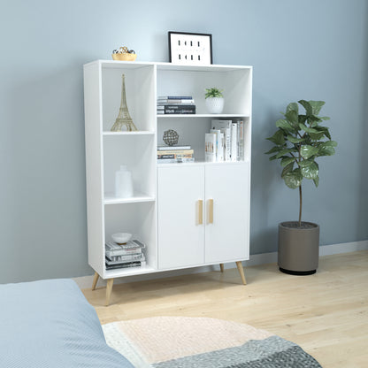 Modern Storage Cabinet, White Color, Adjustable Partitions