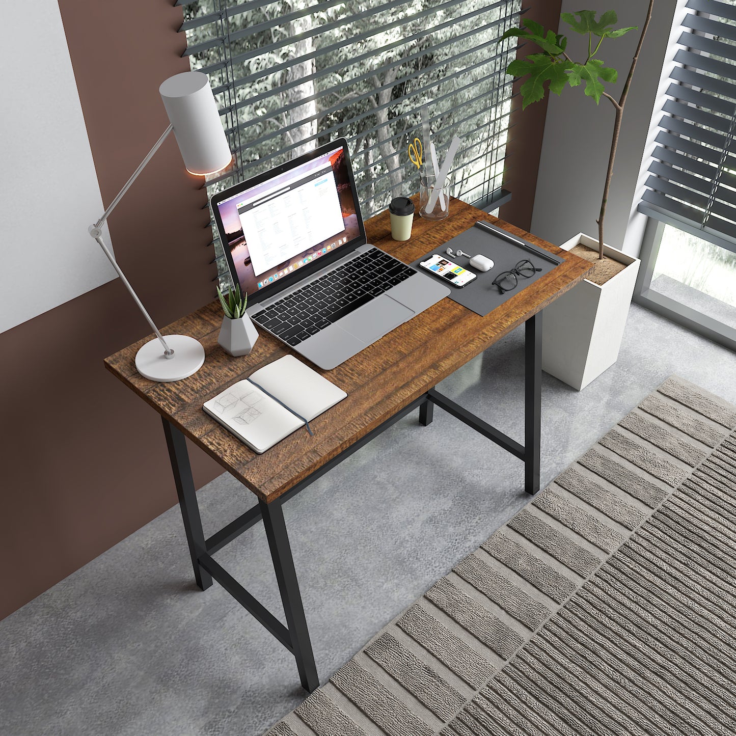 Retro Industrial Computer Table for Home Office, Basic Type