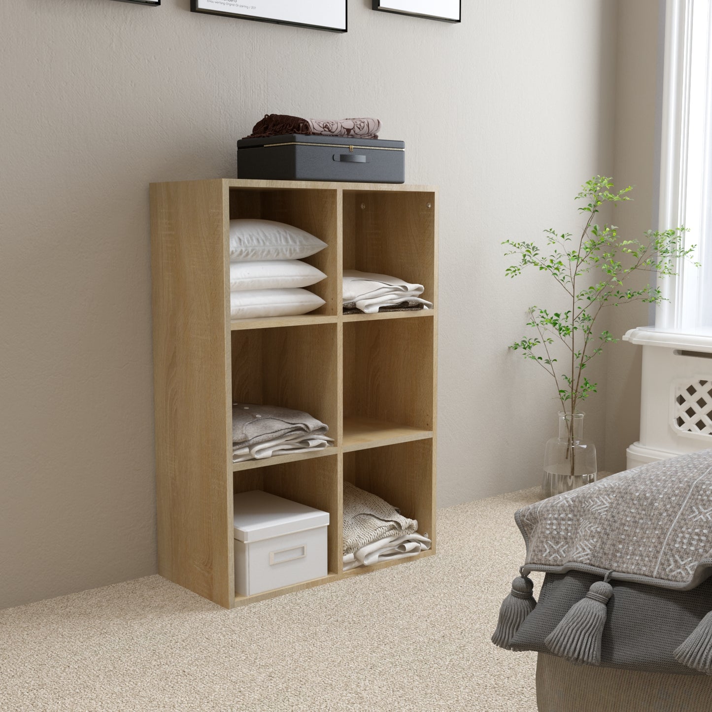 Modern Bookcase, 6 Opening Storage Cubes