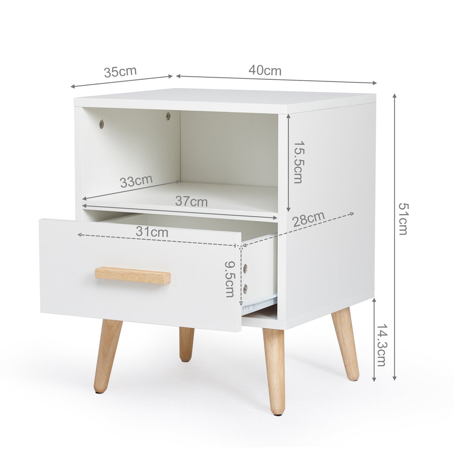 Modern Storage Cabinet, White Color, Single Storage Unit and Drawer