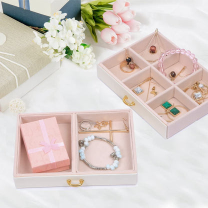 Modern Jewellery Box, Black/White/Pink Color, Has Partitions and a Small Mirror