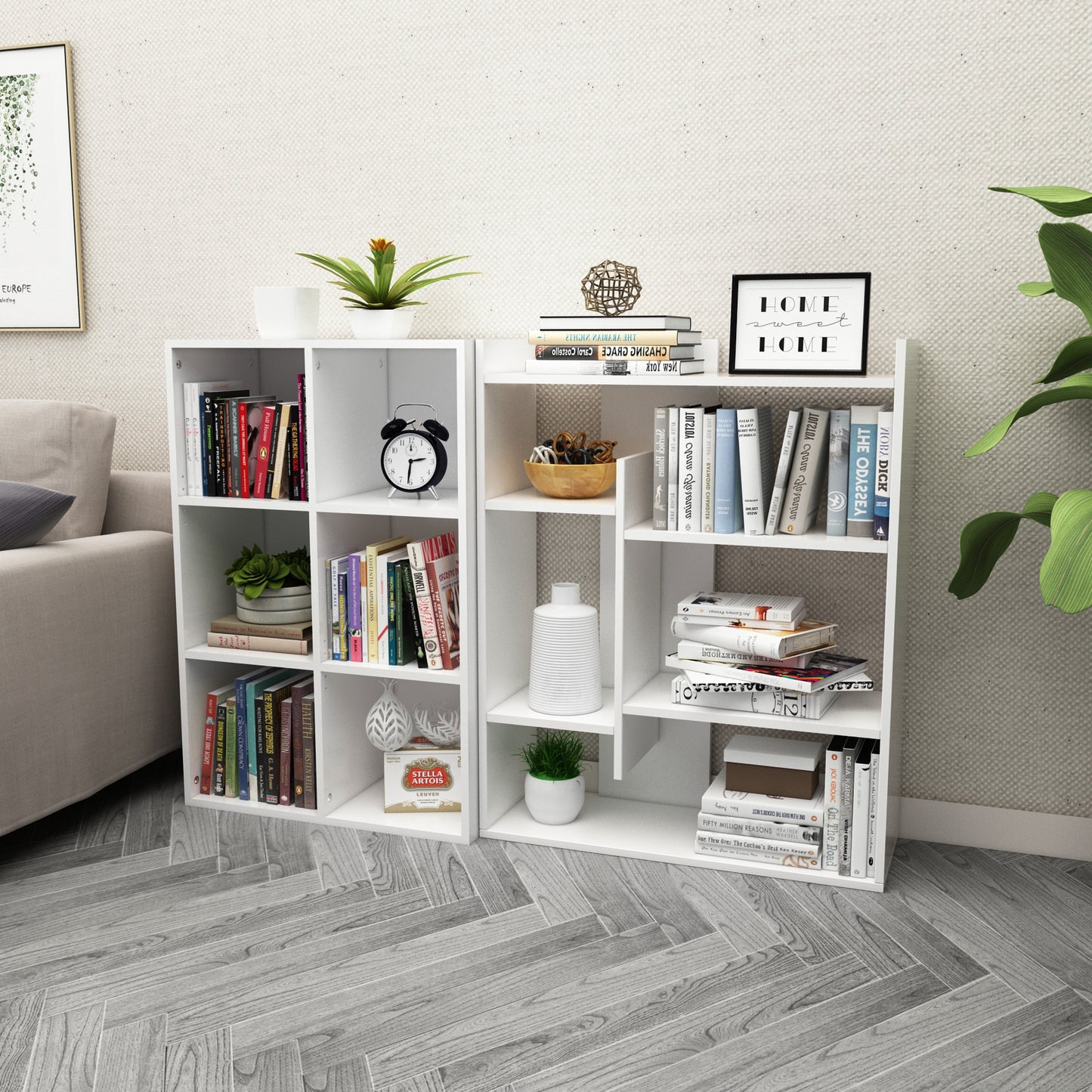 Bookshelf, Bookcase with 4-Tier Display Shelves Modern Wooden