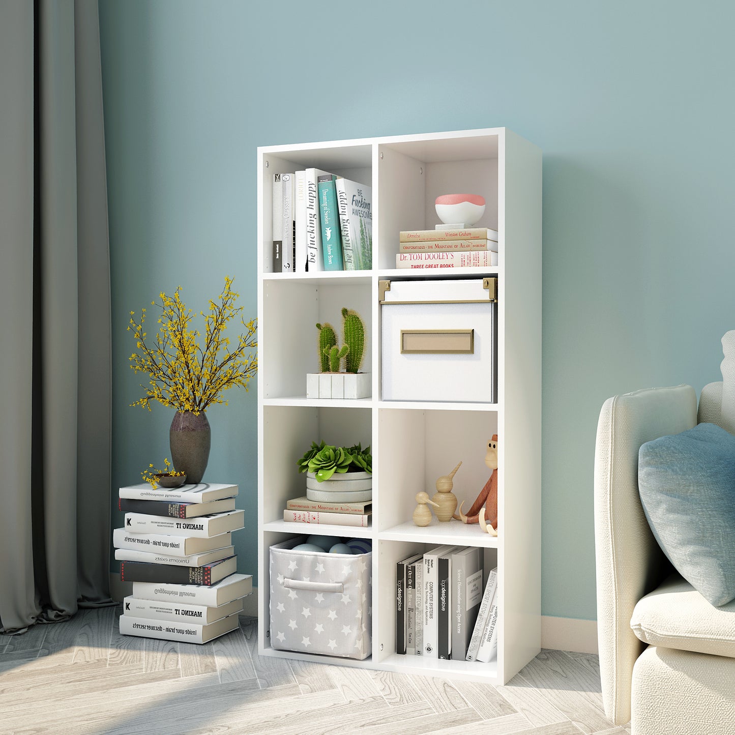 Modern Bookcase,8 Opening Storage Cubes