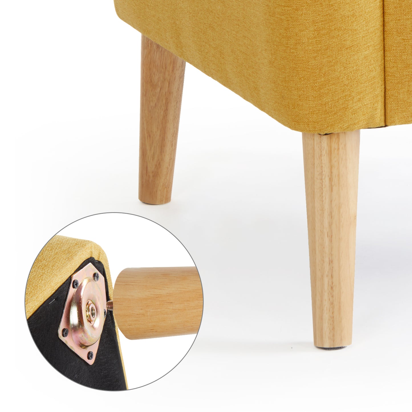 Style Armchair, Grass Green/Lemon Yellow Color, Solid Wood Legs