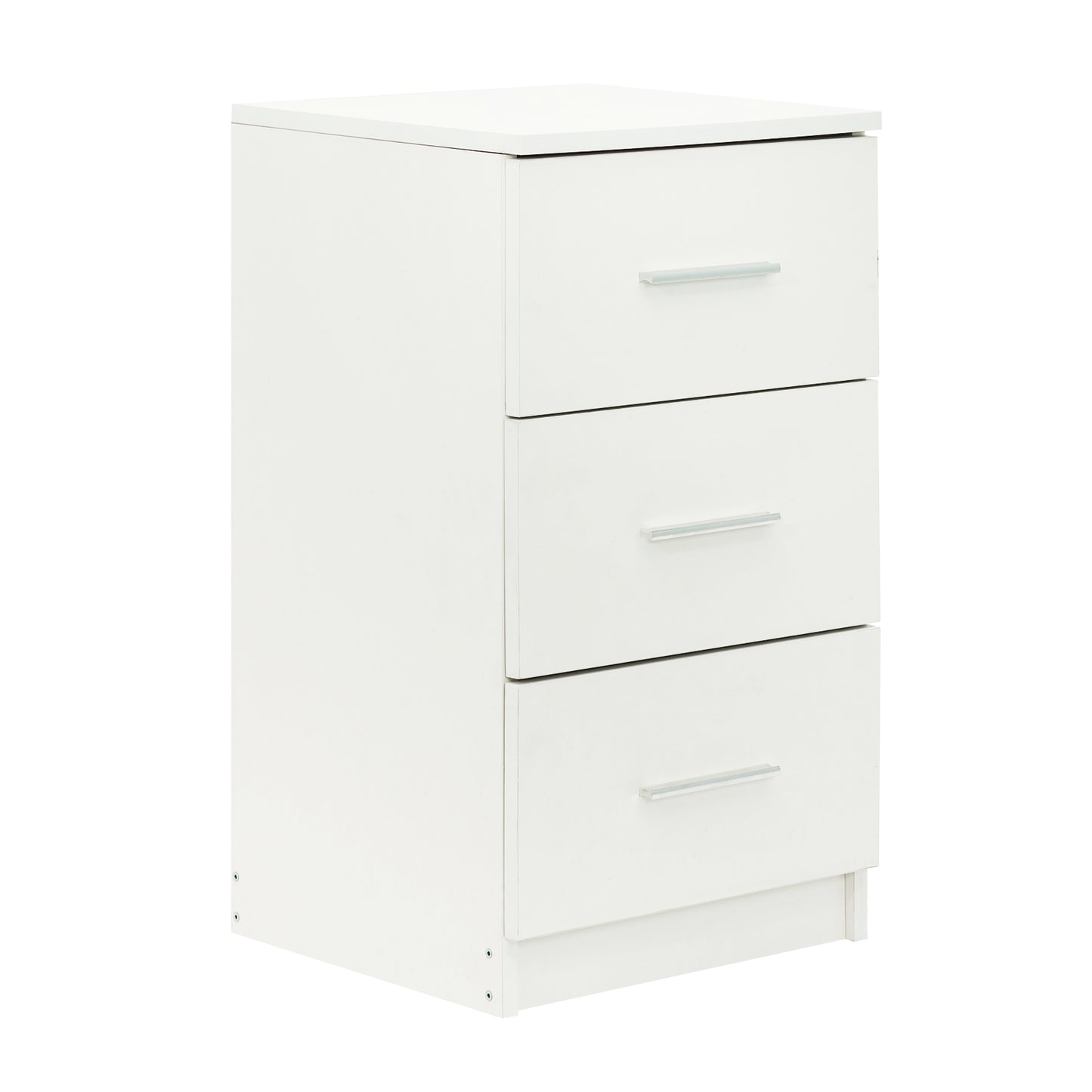 Bedside Cabinet, White/ Black Color, Matte Coating, 3 Drawers