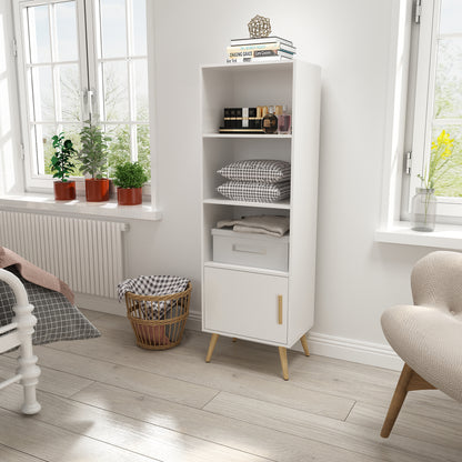 Modern Storage Cabinet, White Color, Single Raw and Multilayer