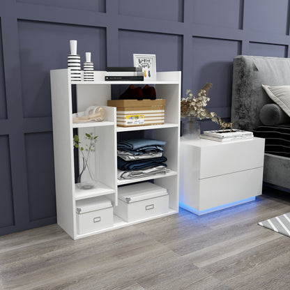 Bookshelf, Bookcase with 4-Tier Display Shelves Modern Wooden